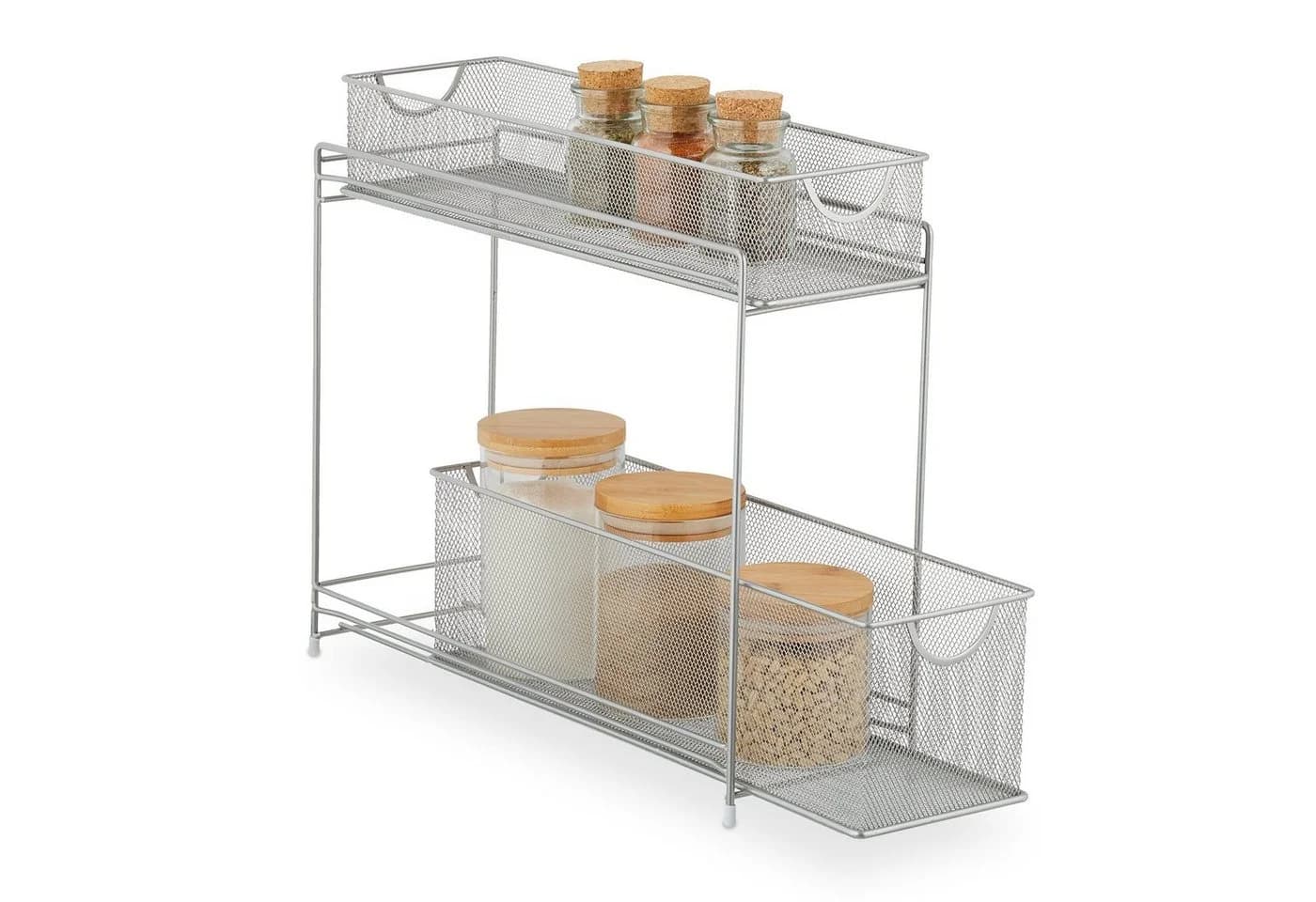 relaxdays Küchenregal Metall Küchenschrank Organizer Silber 2 Schubladen - Bild 2