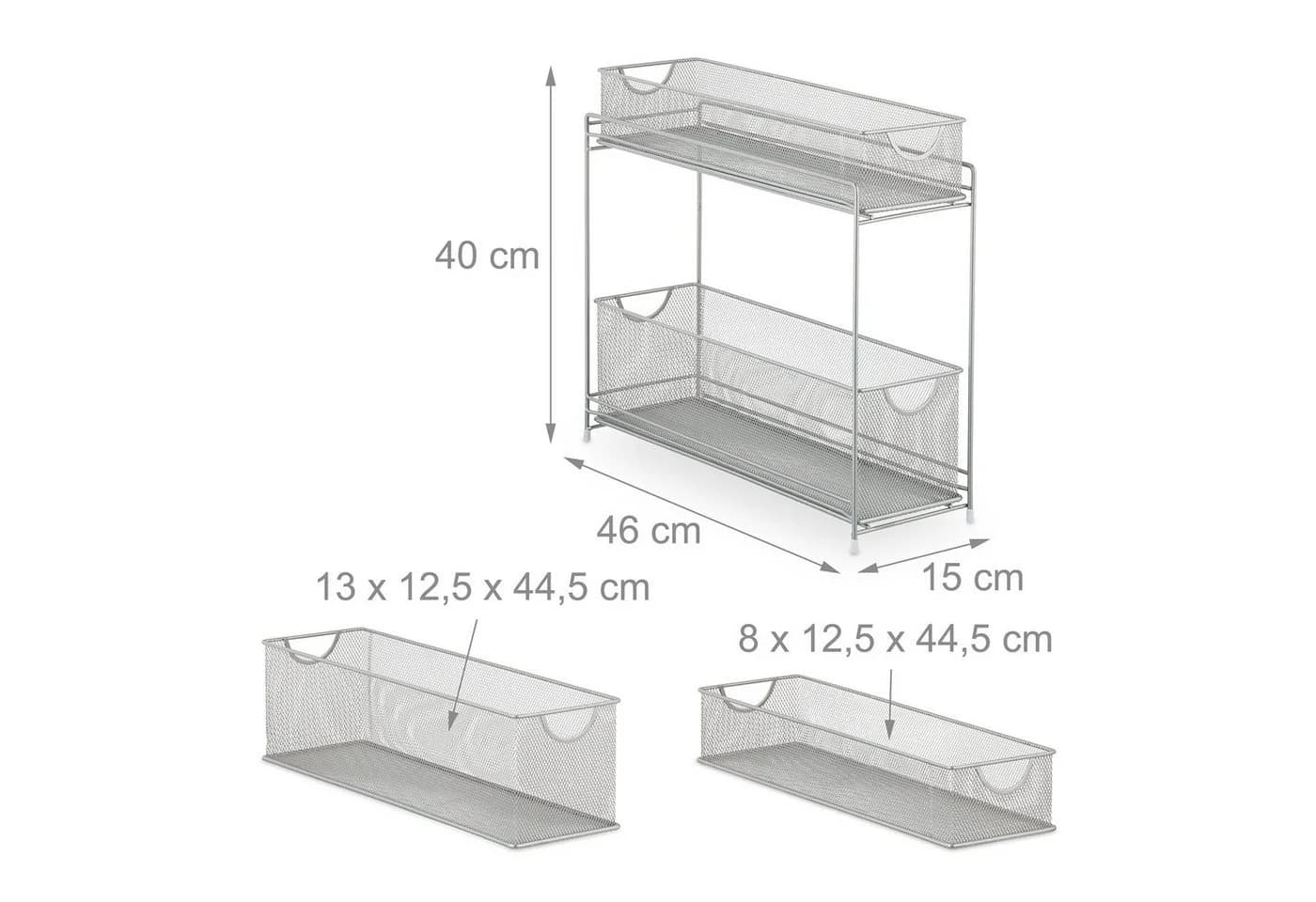 relaxdays Küchenregal Metall Küchenschrank Organizer Silber 2 Schubladen - Bild 4