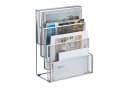 relaxdays Zeitungsständer Zeitschriftenhalter Metall 4 Fächer Silber Bild 2