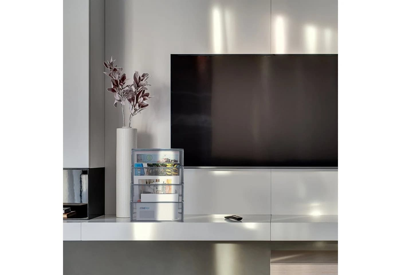 relaxdays Zeitungsständer Zeitschriftenhalter Metall 4 Fächer Silber - Bild 5