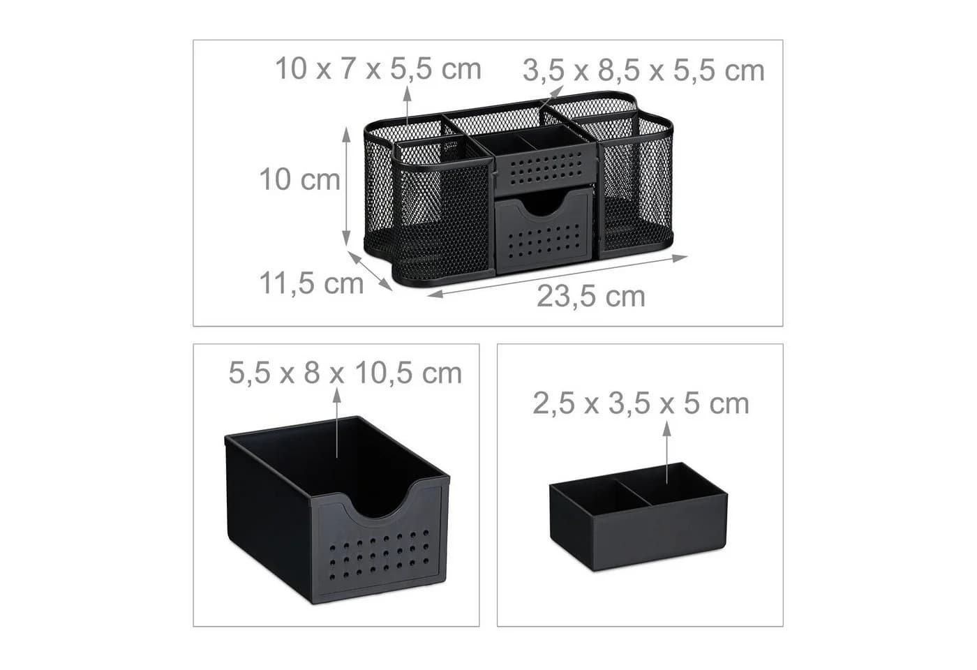 relaxdays Schreibtisch Organizer Mesh-Design Schwarz mit Schublade - Bild 4