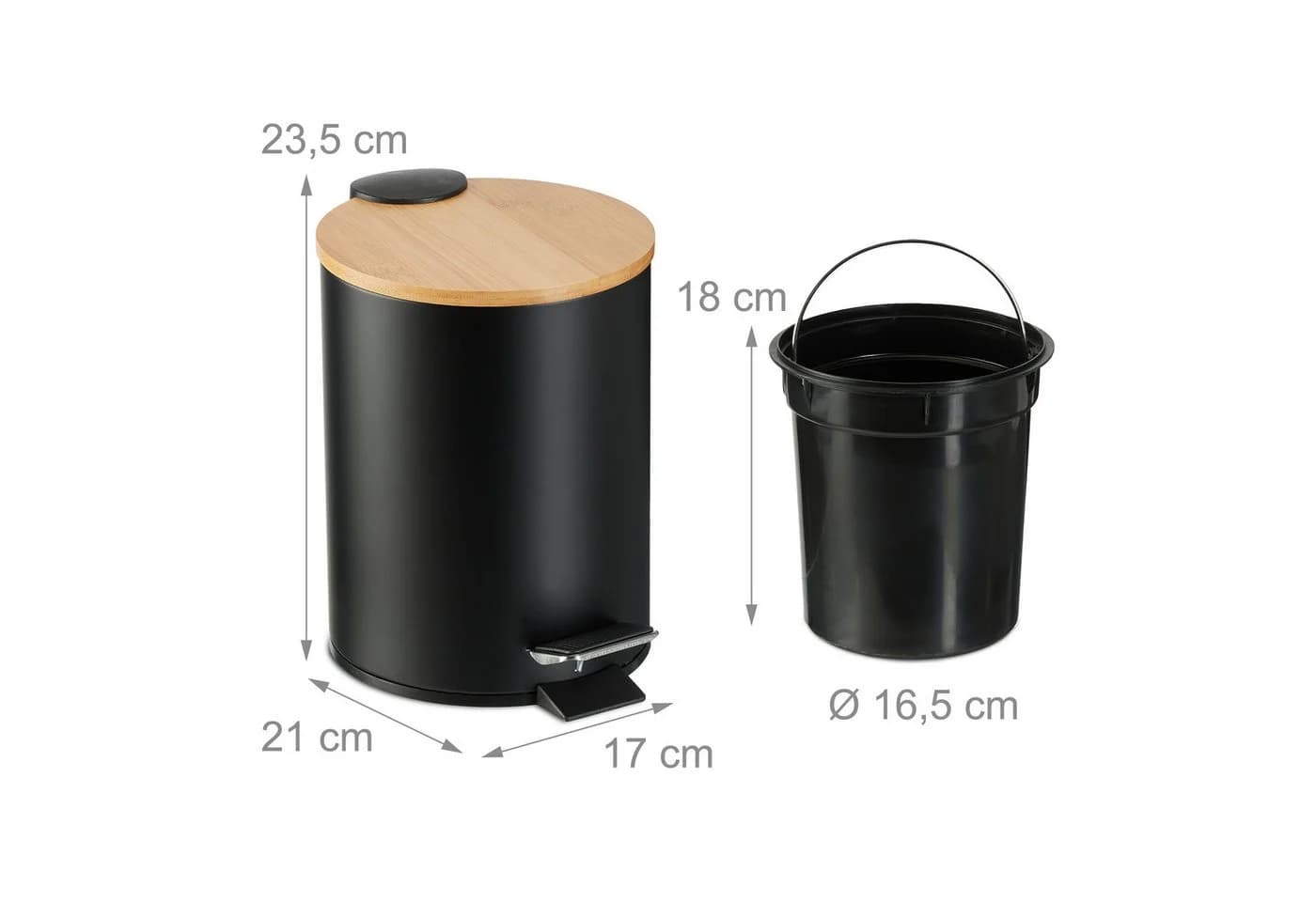 relaxdays Kosmetikeimer 3 Liter Schwarz mit Trittpedal - Bild 4