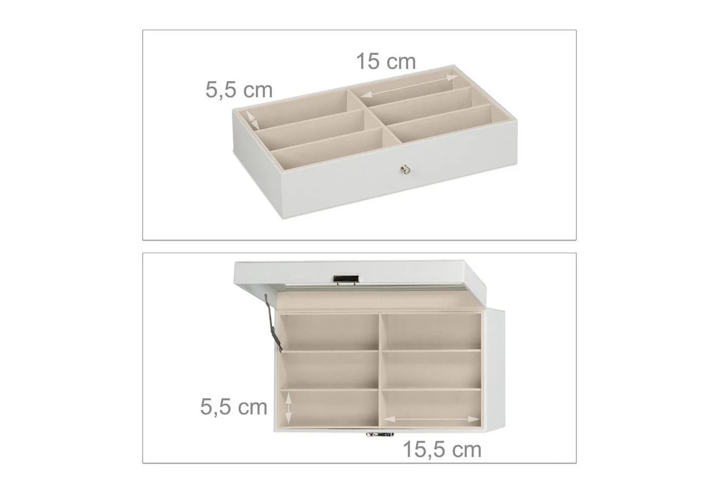relaxdays Brillenbox für 18 Brillen, Weiß, mit Sichtfenster - Bild 5