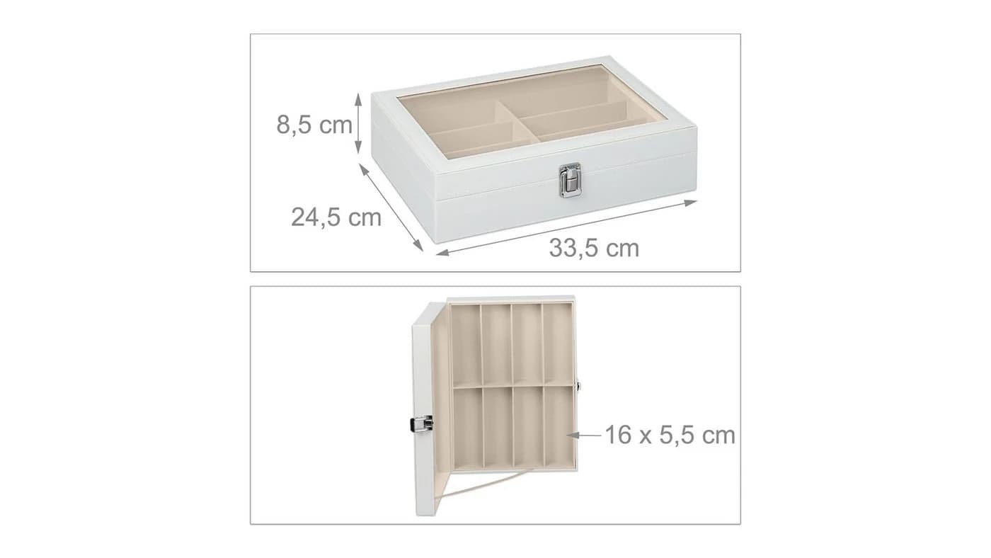 relaxdays Brillenbox für 8 Brillen Weiß - Bild 3