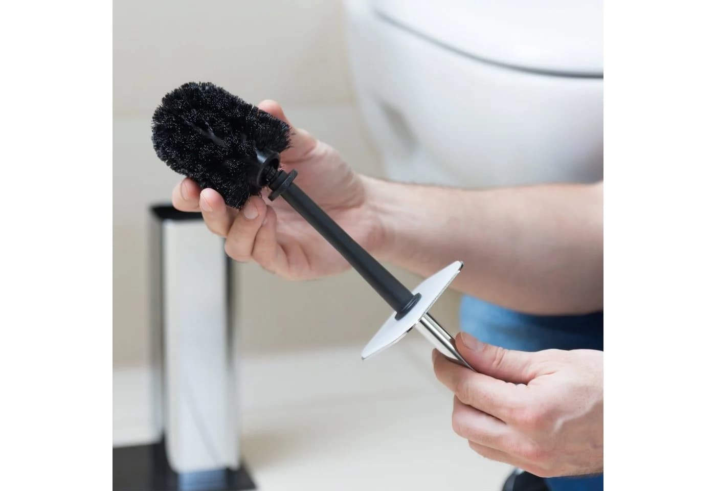 relaxdays WC Bürstenkopf Ersatz Set 12 mm Schwarz 5-teilig