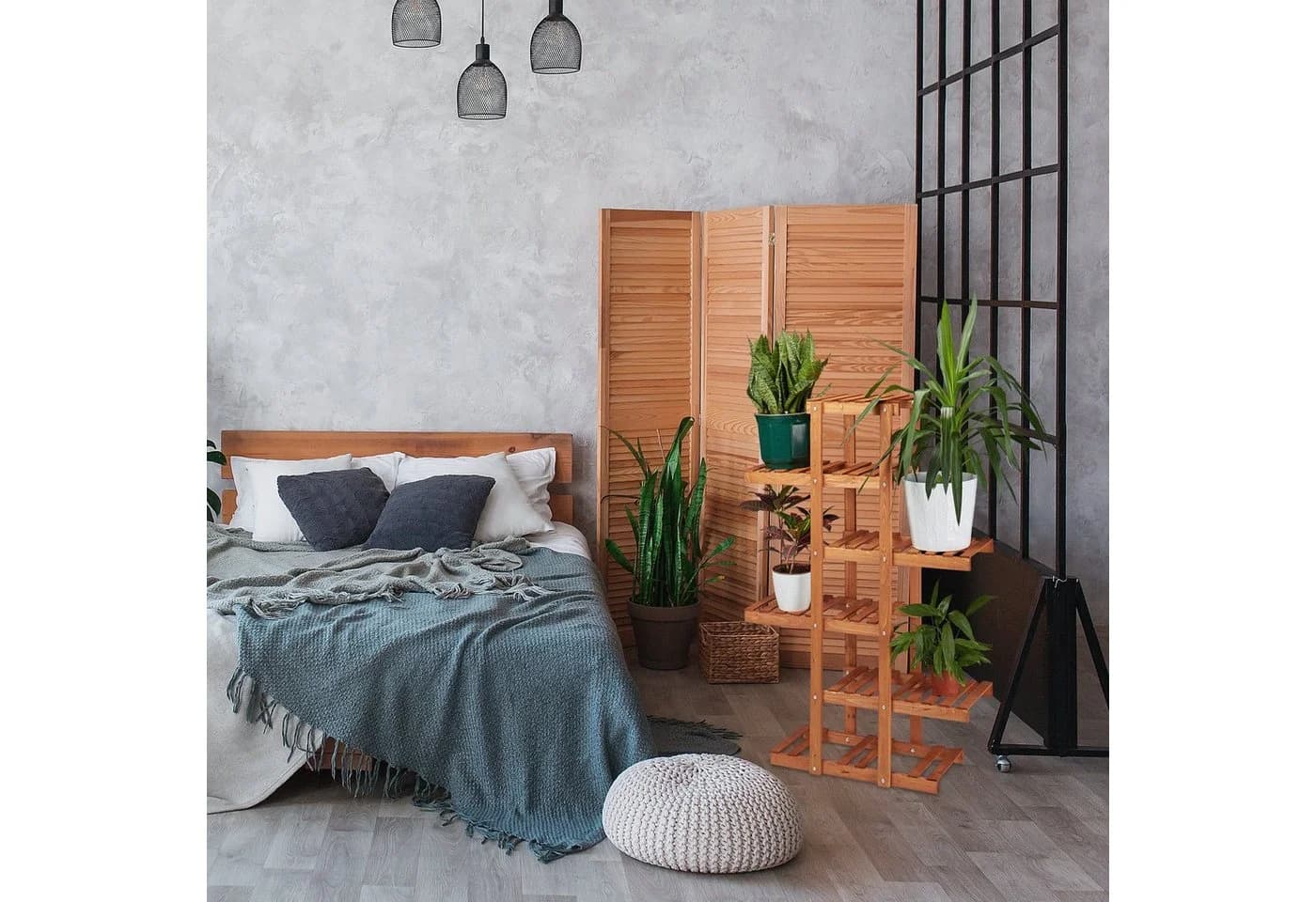 relaxdays Blumenständer Blumenregal aus Holz Honigbraun