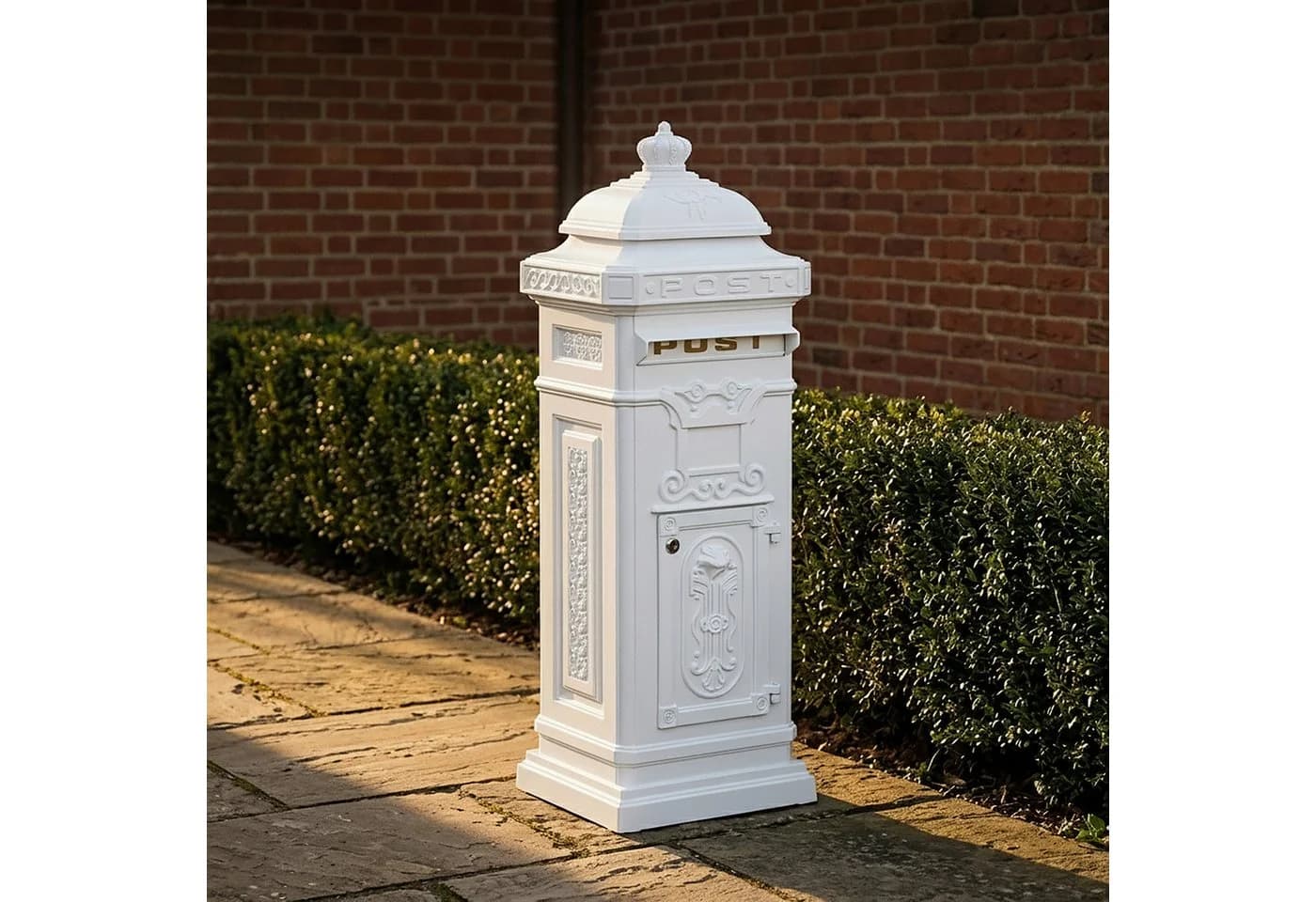relaxdays Standbriefkasten Antik Weiß Gold Aluguss - Bild 5