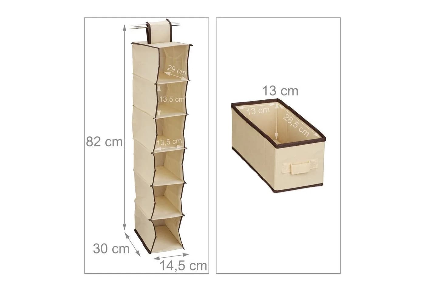 relaxdays Hängeaufbewahrung Hängeregal für Kleiderschrank Beige - Bild 4