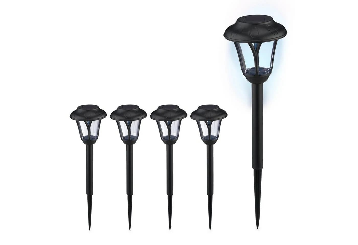 relaxdays LED Solarleuchte Set 5er Pack Schwarz - Bild 2