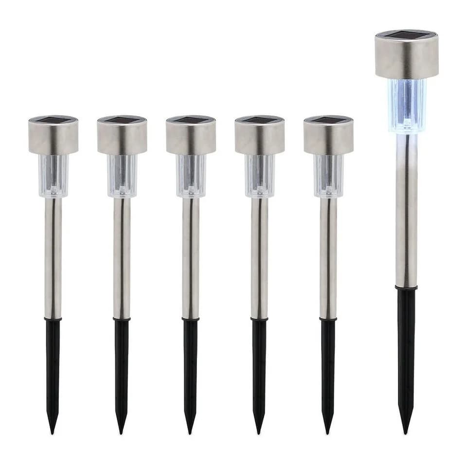 relaxdays LED Solarleuchte Set 6er Pack Silber Schwarz Garten - Bild 2
