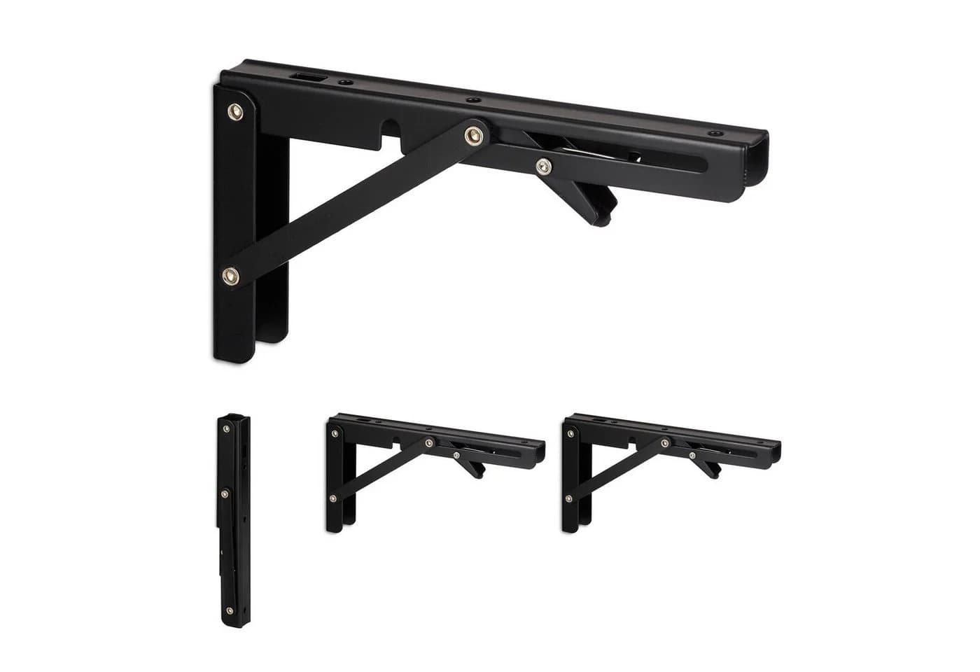 relaxdays Wandregalhalter Klappbare Regalträger 4er Set Schwarz - Bild 2