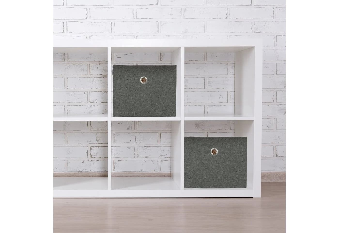 relaxdays Aufbewahrungsbox 2er Set Dunkelgrau Faltbar