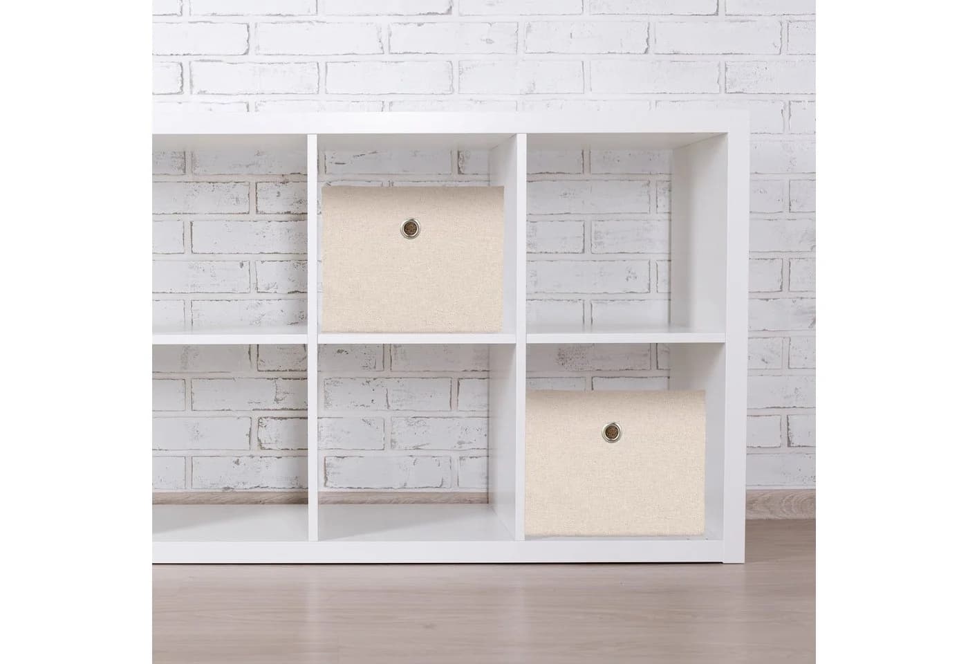 relaxdays Aufbewahrungsbox 2er Set Beige Stoffboxen Faltbar