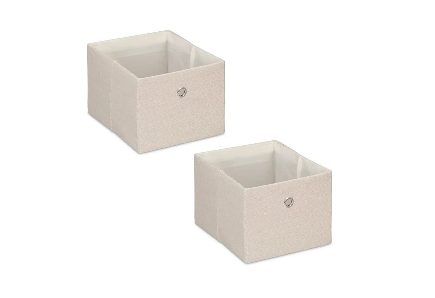 relaxdays Aufbewahrungsbox 2er Set Beige Stoffboxen Faltbar - Bild 2