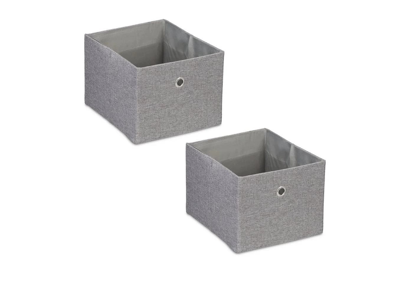 relaxdays Aufbewahrungsbox 2er Set Grau Silber Stoffboxen Faltbar - Bild 2