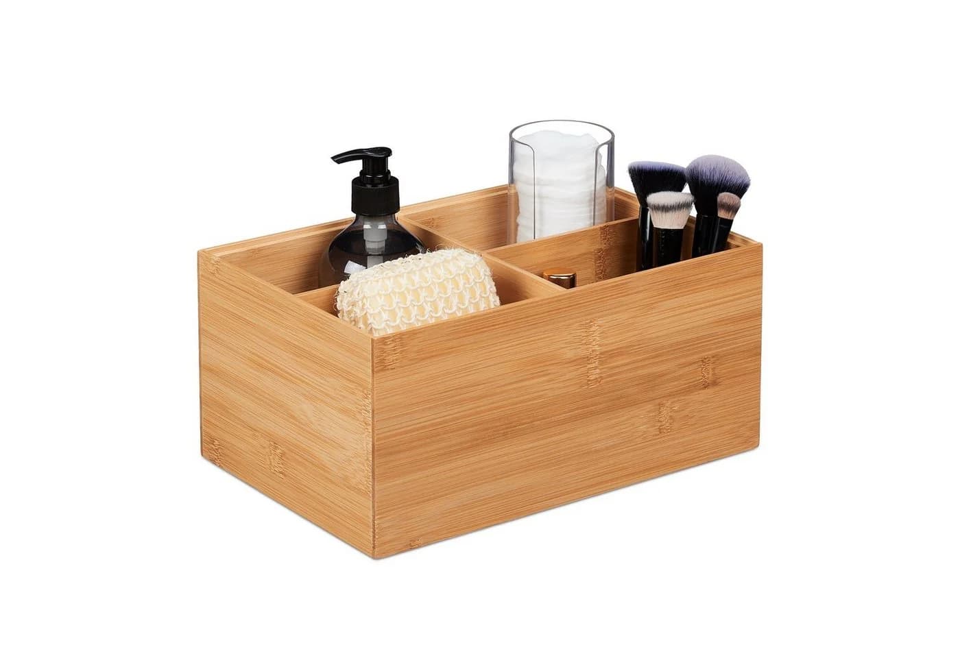 relaxdays Aufbewahrungsbox Bambus 4 Fächer Natur - Bild 2