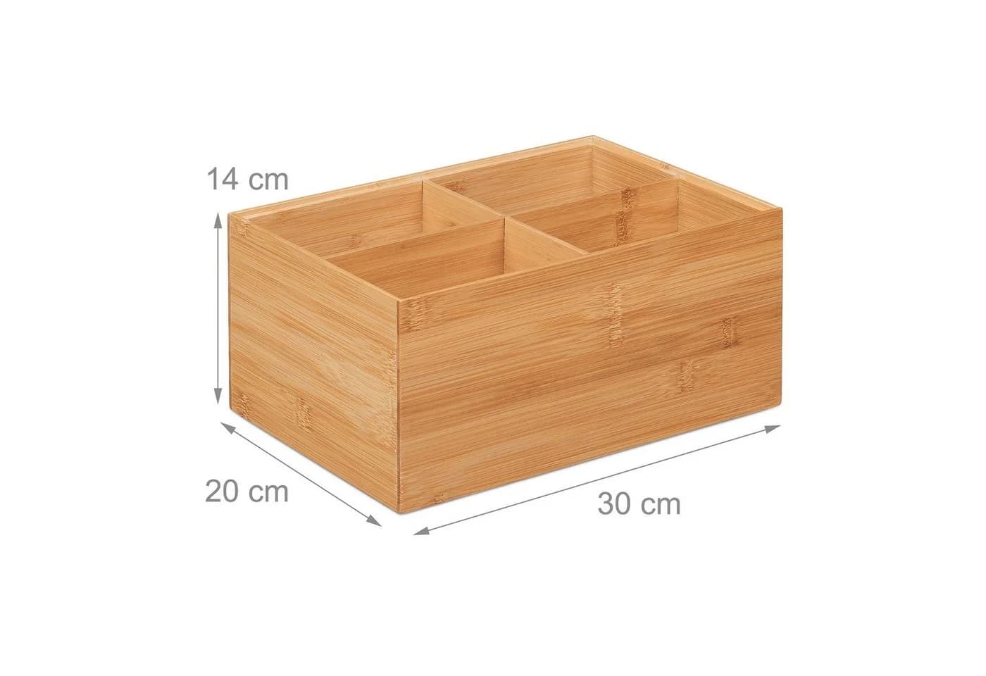 relaxdays Aufbewahrungsbox Bambus 4 Fächer Natur - Bild 4