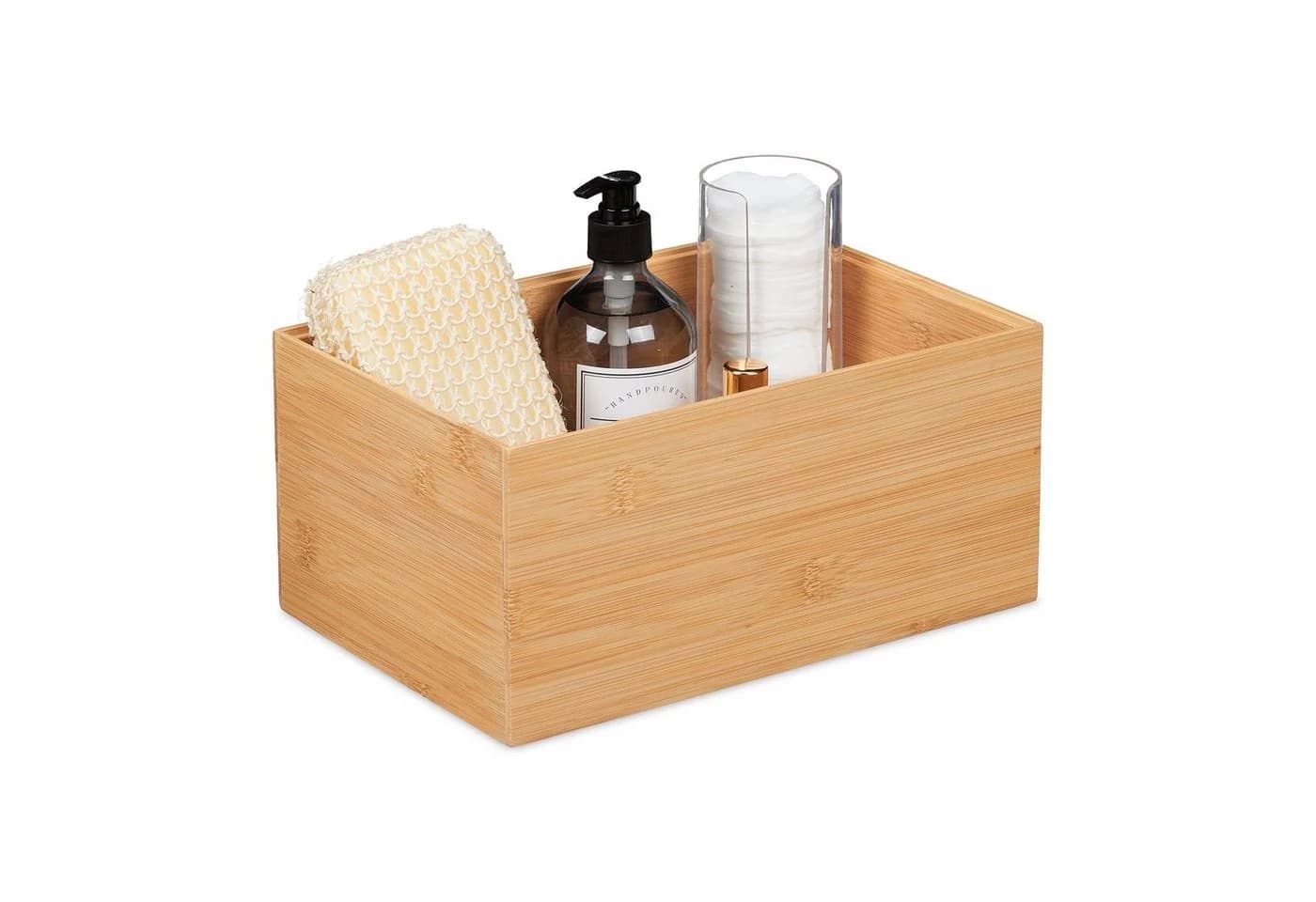 relaxdays Aufbewahrungsbox Bambus stapelbar M Natur - Bild 2