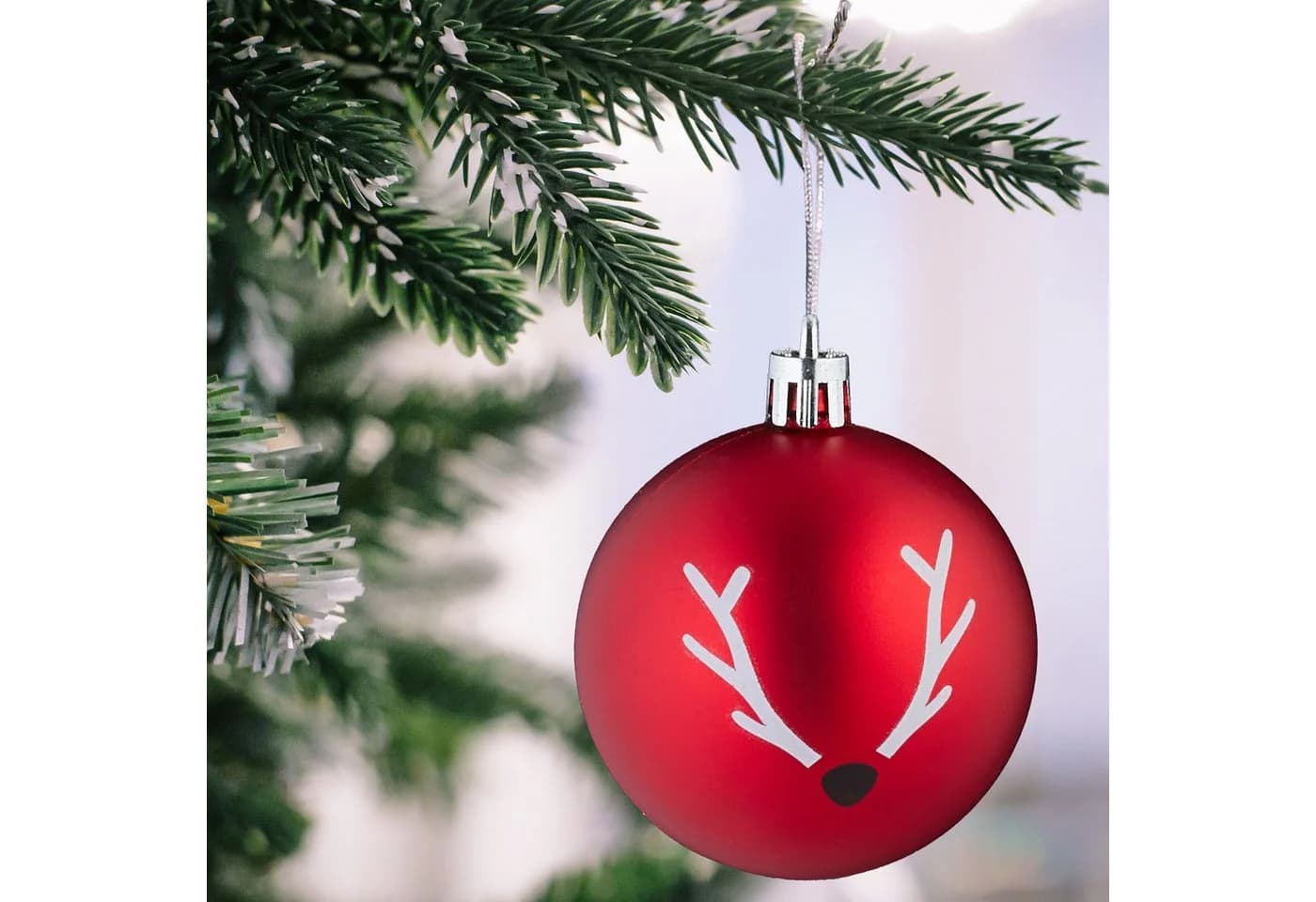 relaxdays Weihnachtsbaumkugel Set 103 St. Weiß-Rot Kunststoff