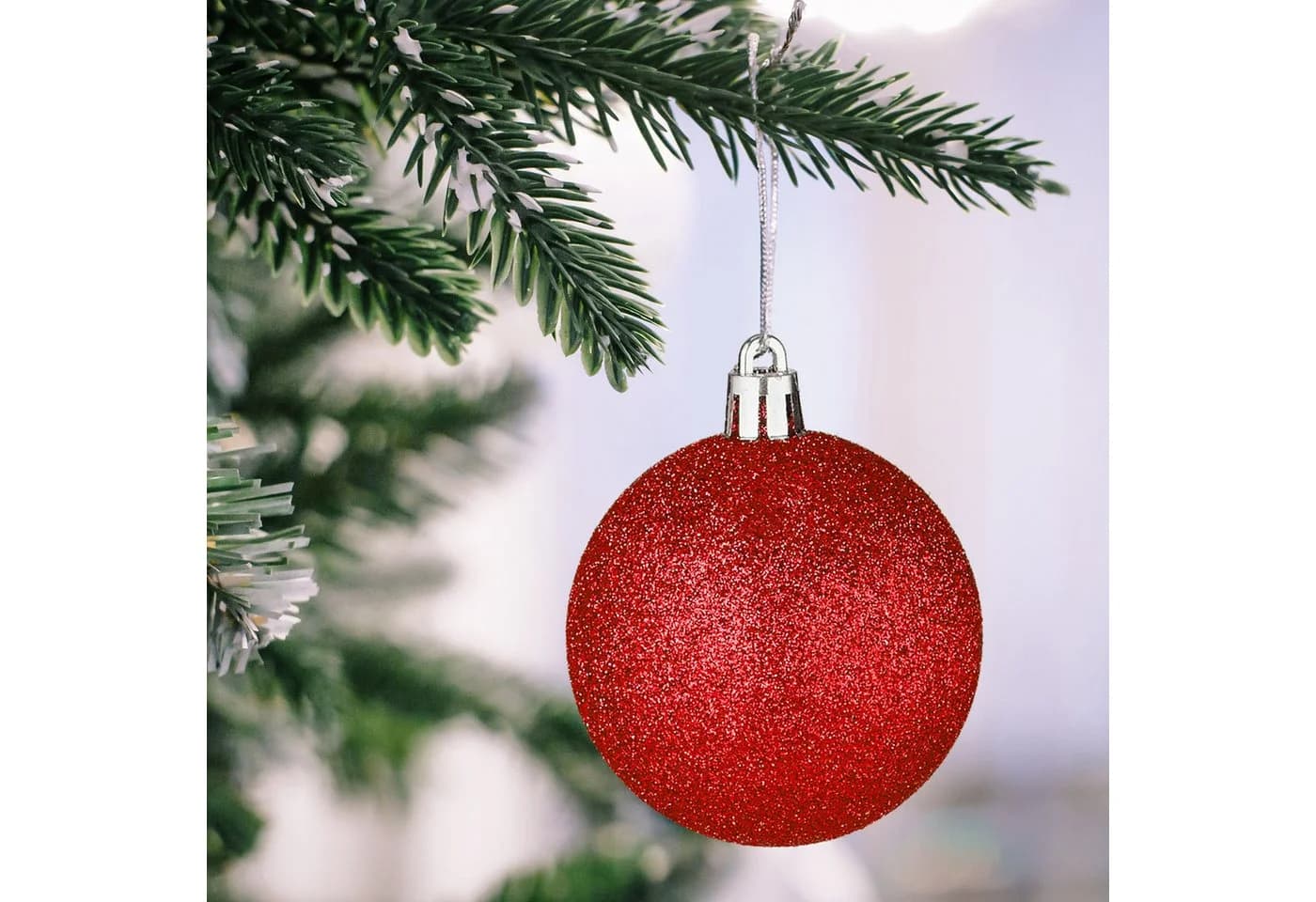 relaxdays Weihnachtskugeln 100er Set Rot Silber