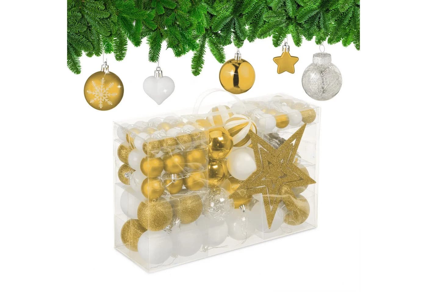 relaxdays Weihnachtsbaumkugel Set 101-tlg. Gold/Silber - Bild 2