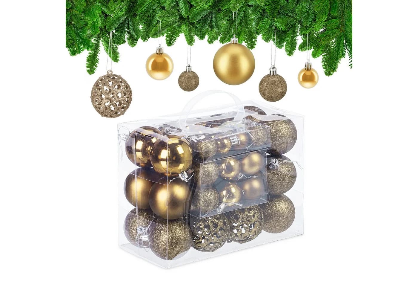 relaxdays Weihnachtsbaumkugel 50er Set Gold/Silber - Bild 2