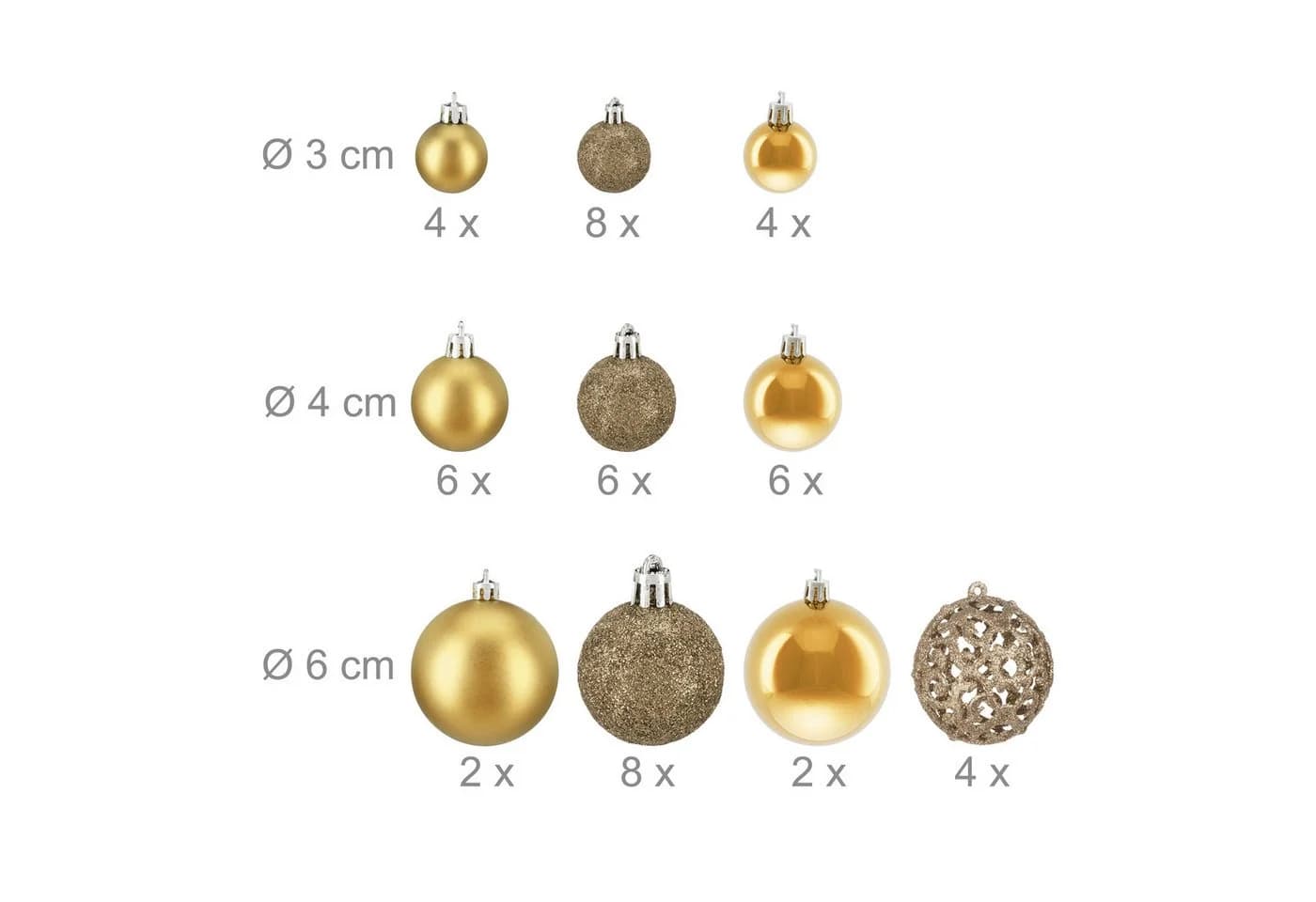 relaxdays Weihnachtsbaumkugel 50er Set Gold/Silber - Bild 4