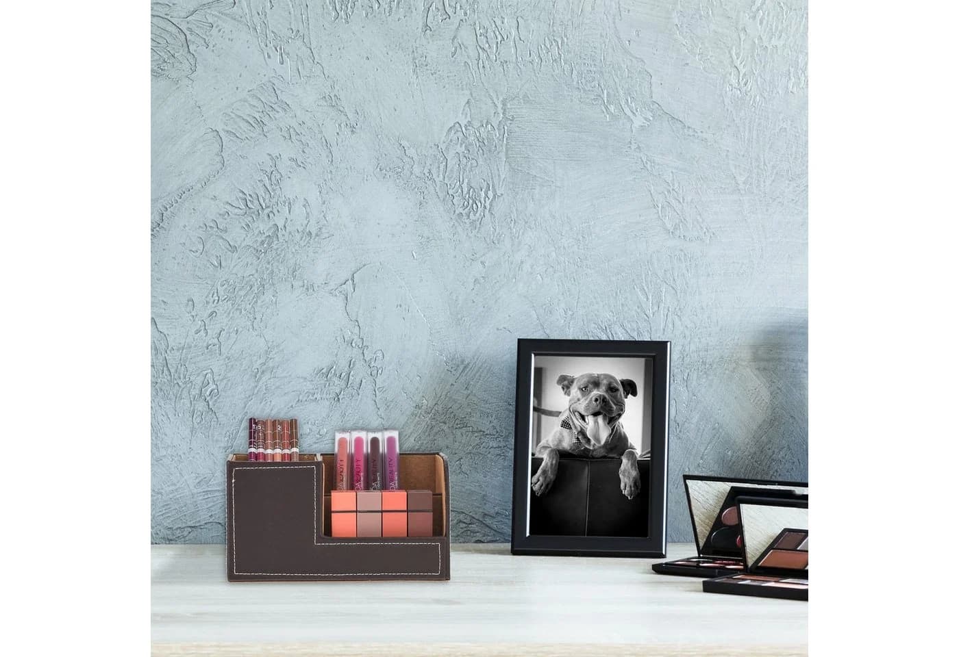 relaxdays Schreibtisch Organizer Kunstleder Schwarz 3 Fächer - Bild 5