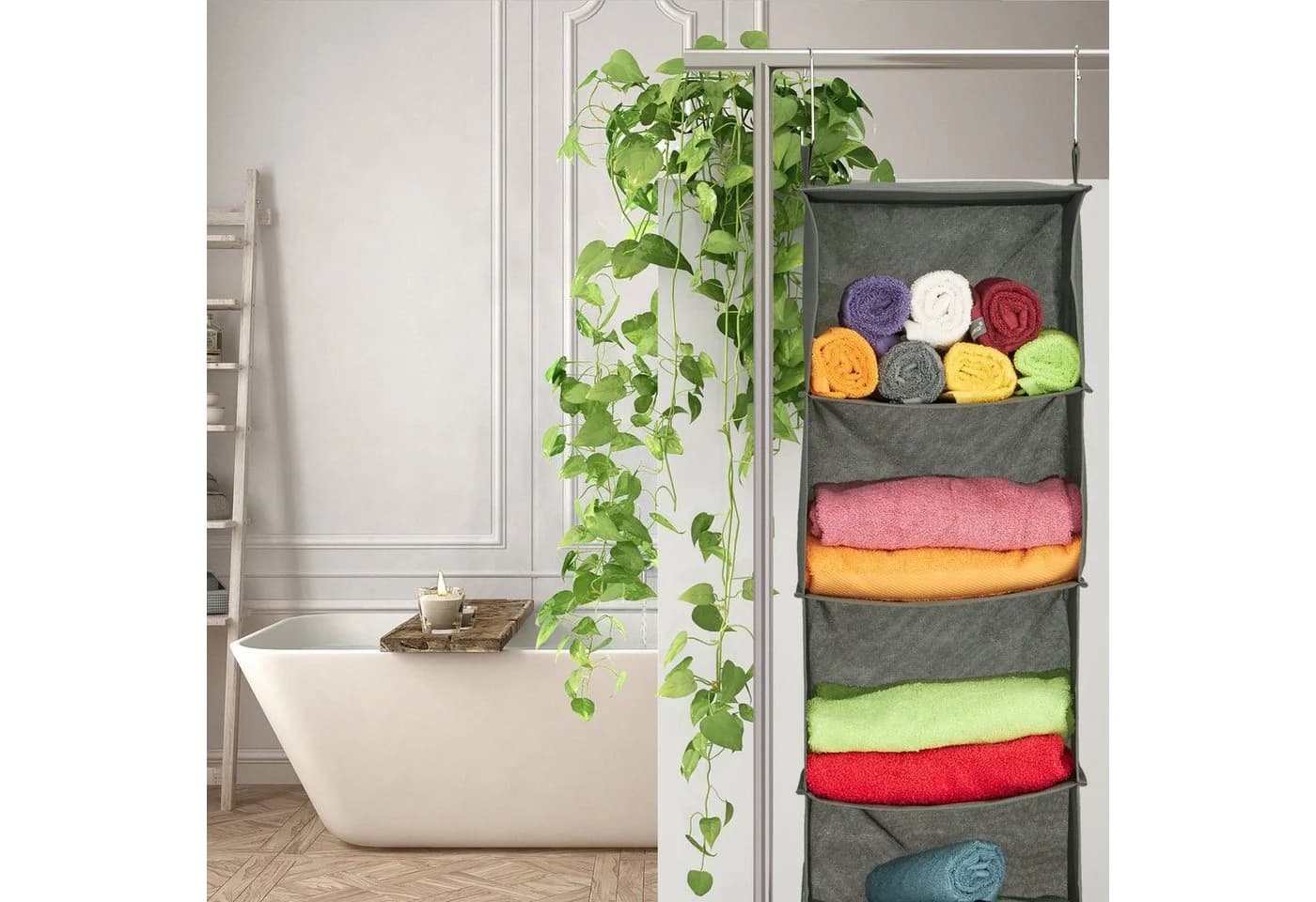 relaxdays Hängeregal Kleiderschrank 4 Fächer Grau - Bild 5