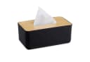 relaxdays Papiertuchbox Kosmetiktücher Box mit Holz-Deckel, Schwarz Bild 2