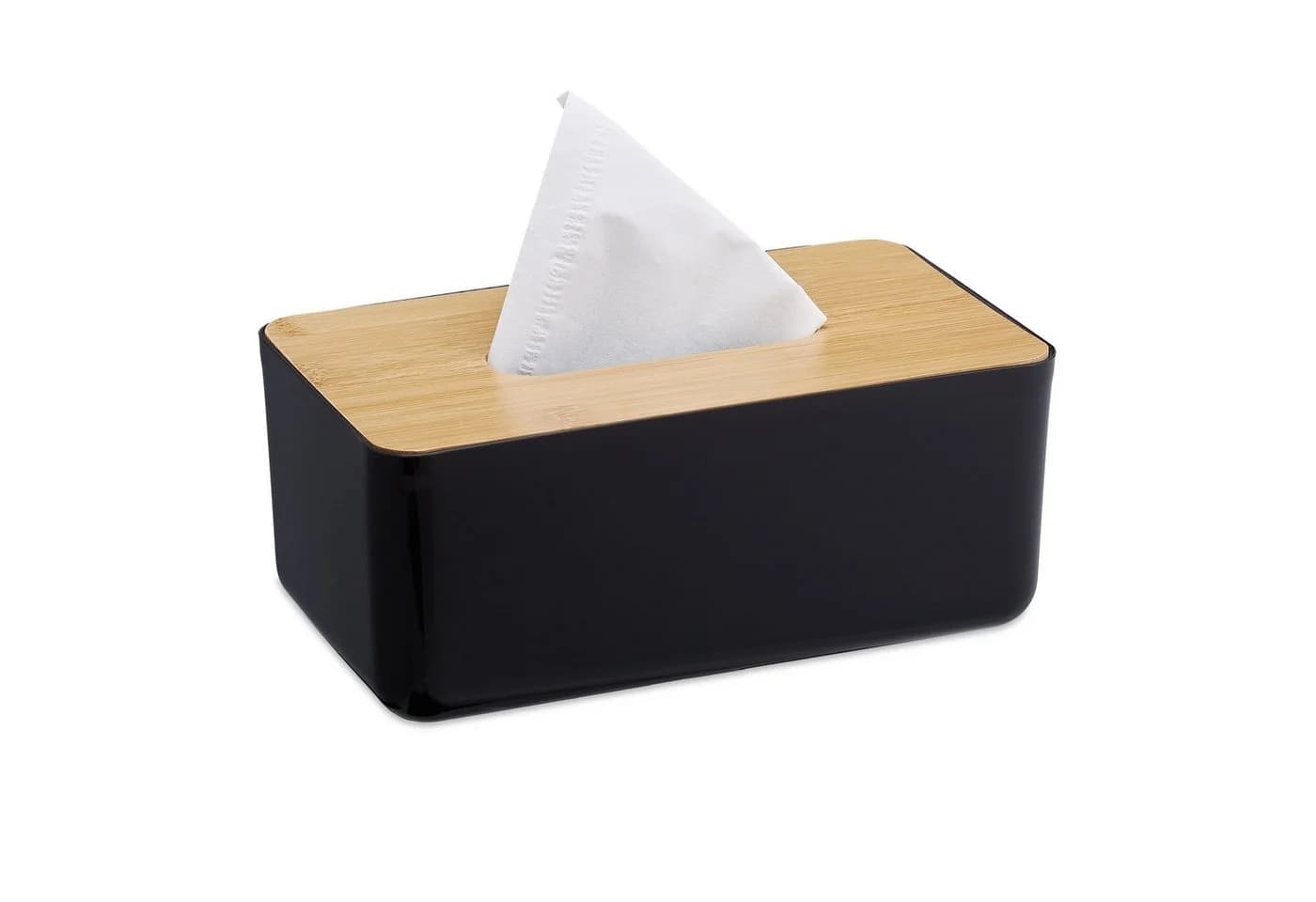 relaxdays Papiertuchbox Kosmetiktücher Box mit Holz-Deckel, Schwarz - Bild 2