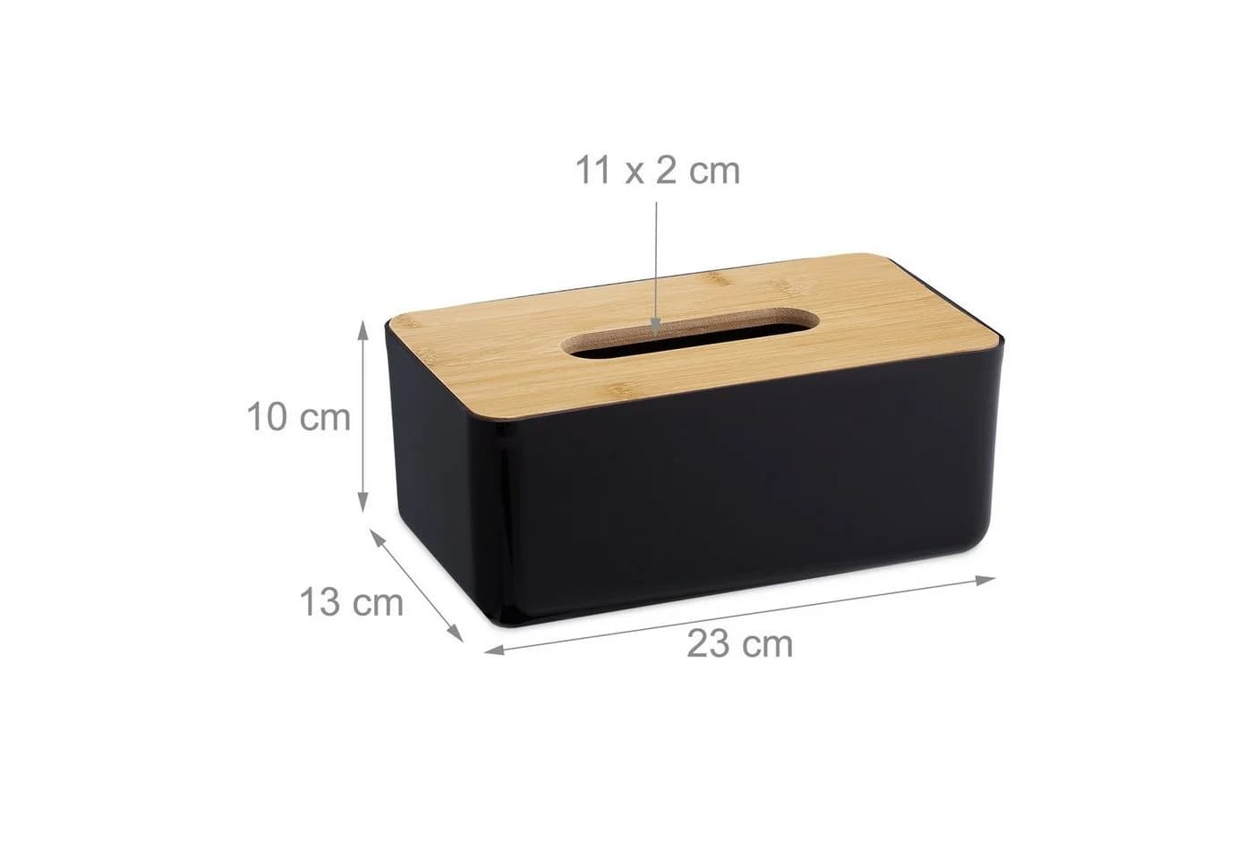 relaxdays Papiertuchbox Kosmetiktücher Box mit Holz-Deckel, Schwarz - Bild 4