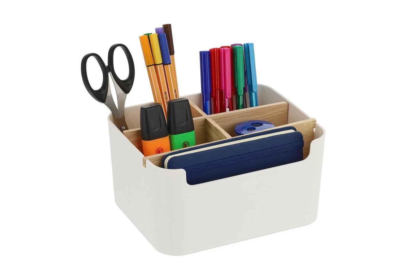 relaxdays Schreibtisch Organizer mit 5 Fächern Weiß - Bild 2