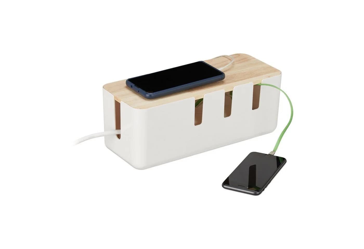 RELAXDAYS Kabelbox mit Holzdeckel, weiß - Bild 2