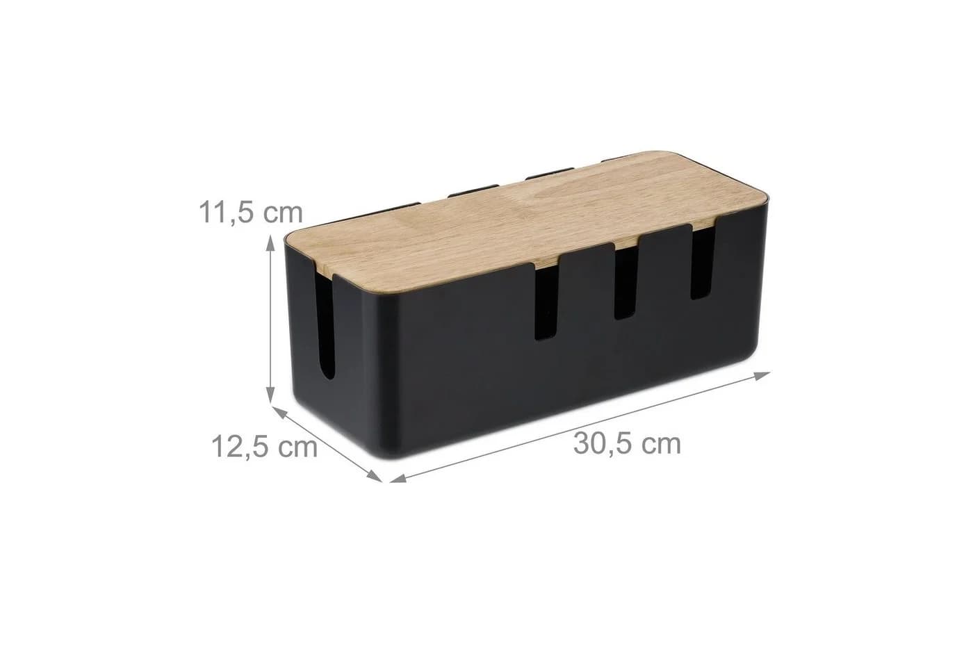 relaxdays Kabelbox mit Holzdeckel Schwarz - Kabelmanagement Box - Bild 4