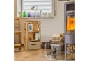 relaxdays Standregal Bambus mit Korb, 3 Ablagen Bild 1