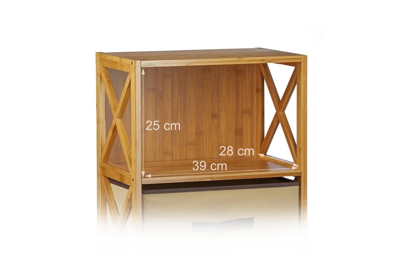 relaxdays Standregal Bambus mit Korb, 3 Ablagen - Bild 5
