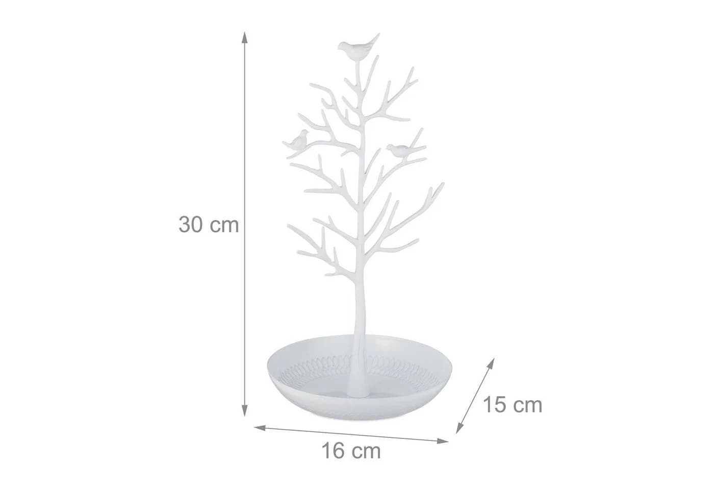 relaxdays Schmuckständer Baum Weiß - Zink Metall mit Ablage - Bild 4
