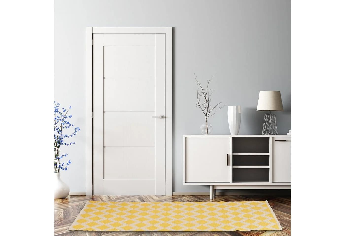 relaxdays Teppichläufer Baumwolle Rautenmuster Gelb Beige