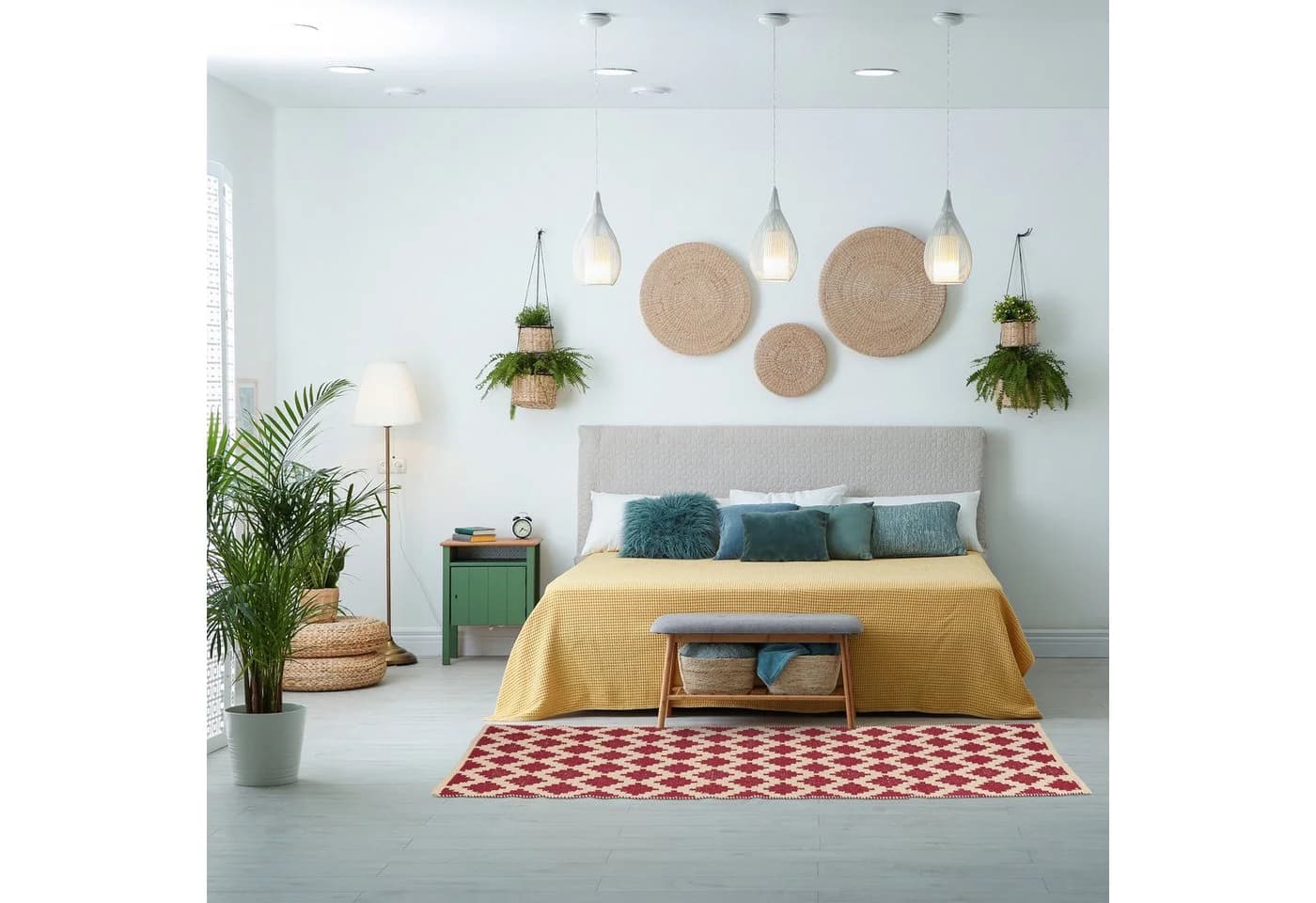 relaxdays Teppichläufer Baumwolle Rautenmuster Gelb Beige - Bild 5