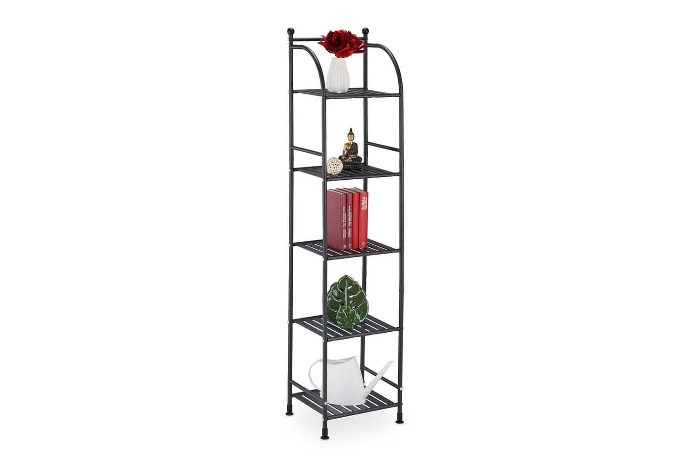 relaxdays Standregal Schmal 5 Ablagen Schwarz Metall - Bild 2