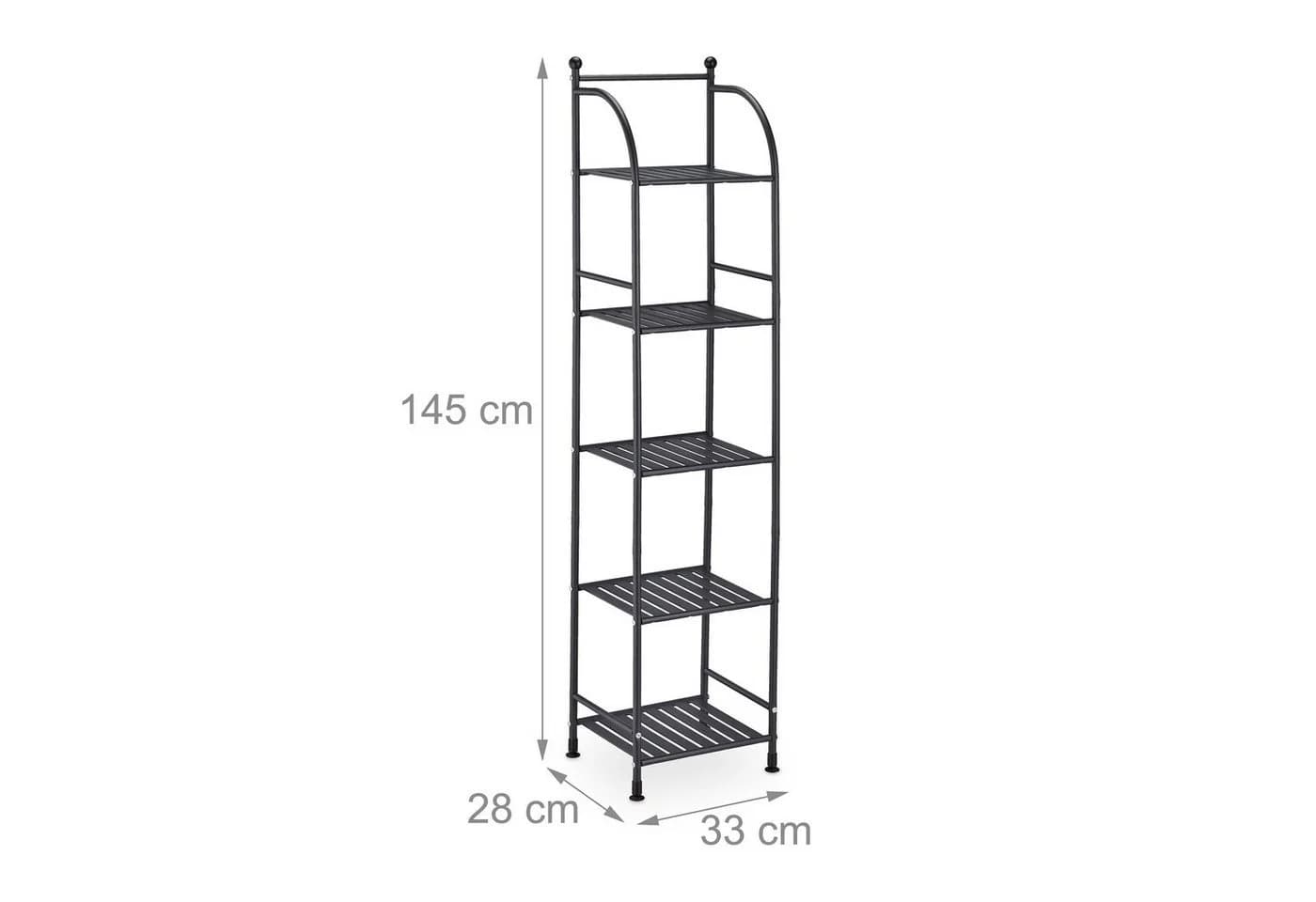relaxdays Standregal Schmal 5 Ablagen Schwarz Metall - Bild 4