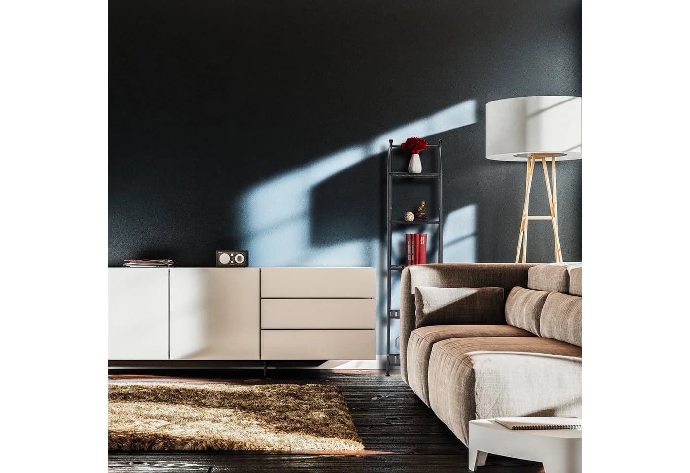 relaxdays Standregal Schmal 5 Ablagen Schwarz Metall - Bild 5