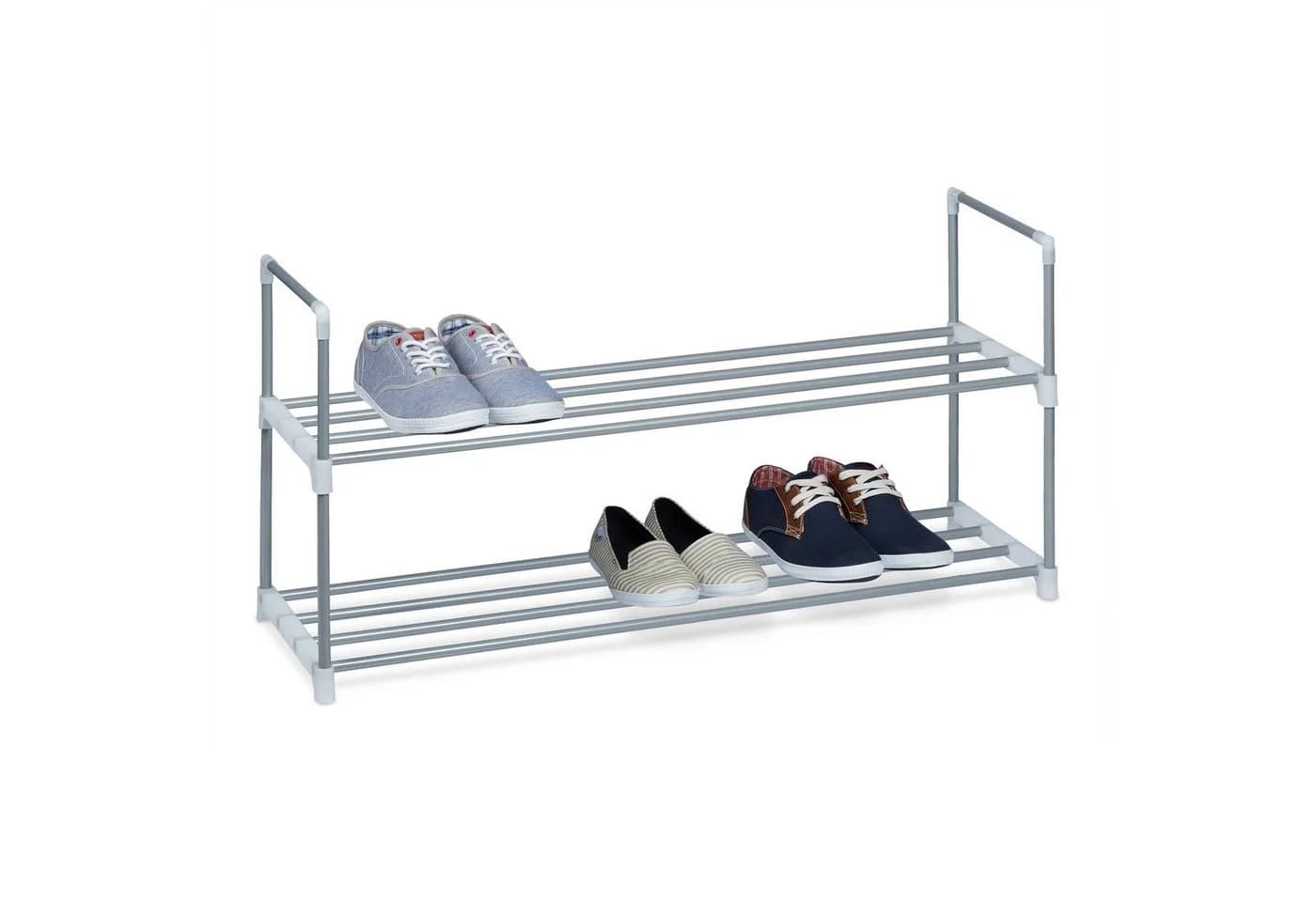 relaxdays Schuhregal Metall Silber 2 Ebenen Stecksystem - Bild 2