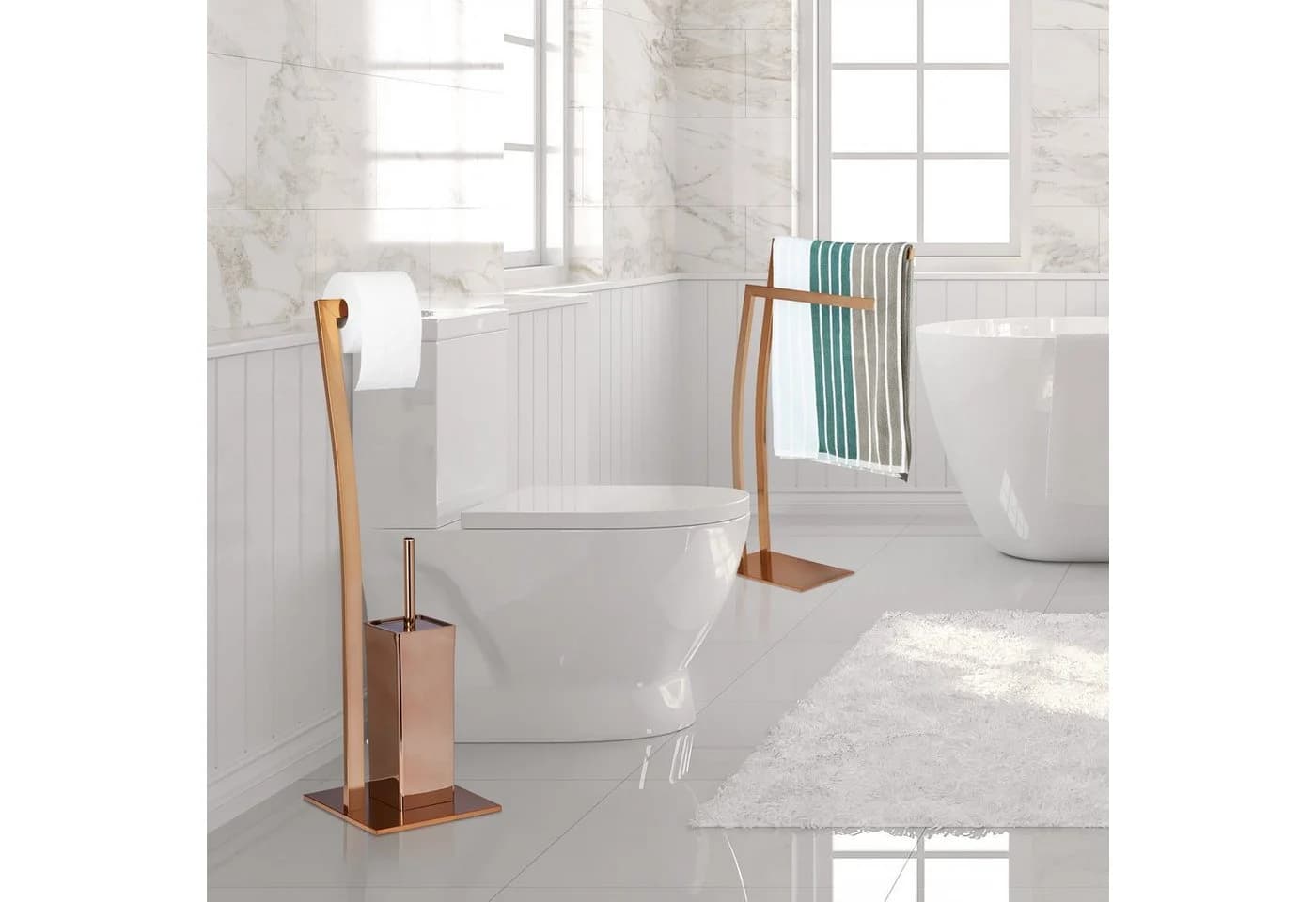 relaxdays WC Garnitur WIMEDO Edelstahl Silber mit Toilettenbürste - Bild 3