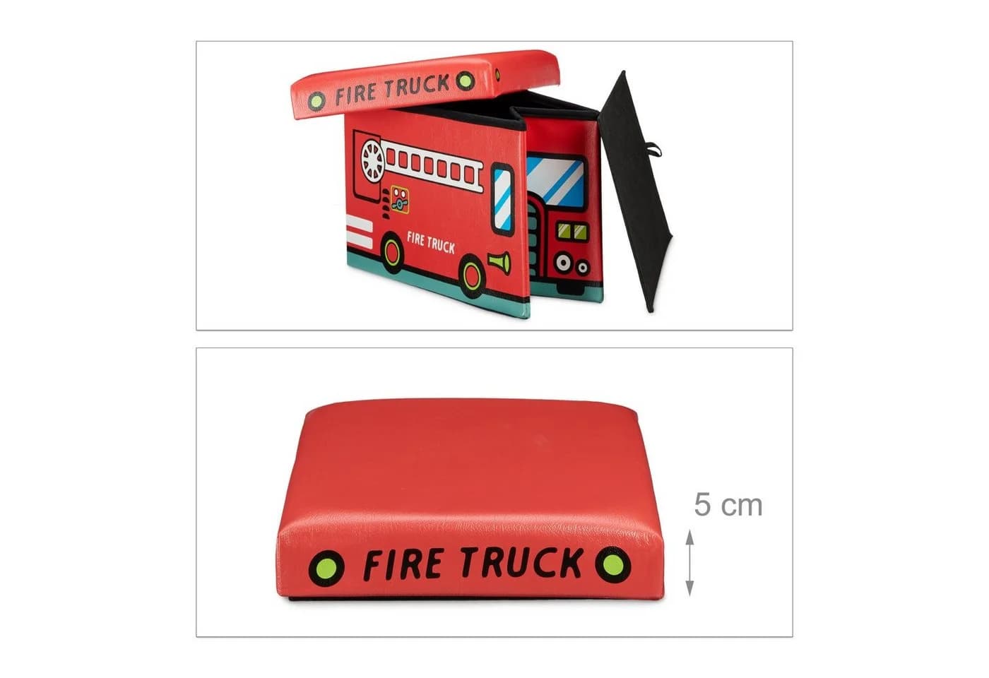 relaxdays Spielzeugtruhe Faltbar mit Stauraum, Fire Truck - Bild 5