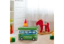 relaxdays Spielzeugtruhe Faltbar mit Stauraum Happy Bus Blau/Grün Bild 1