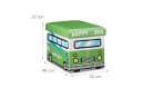 relaxdays Spielzeugtruhe Faltbar mit Stauraum Happy Bus Blau/Grün Bild 4