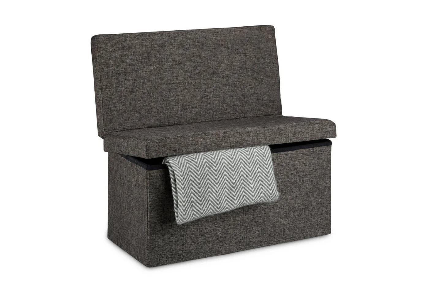 relaxdays Faltbarer Sitzhocker mit Lehne L, braun, Leinen - Bild 2