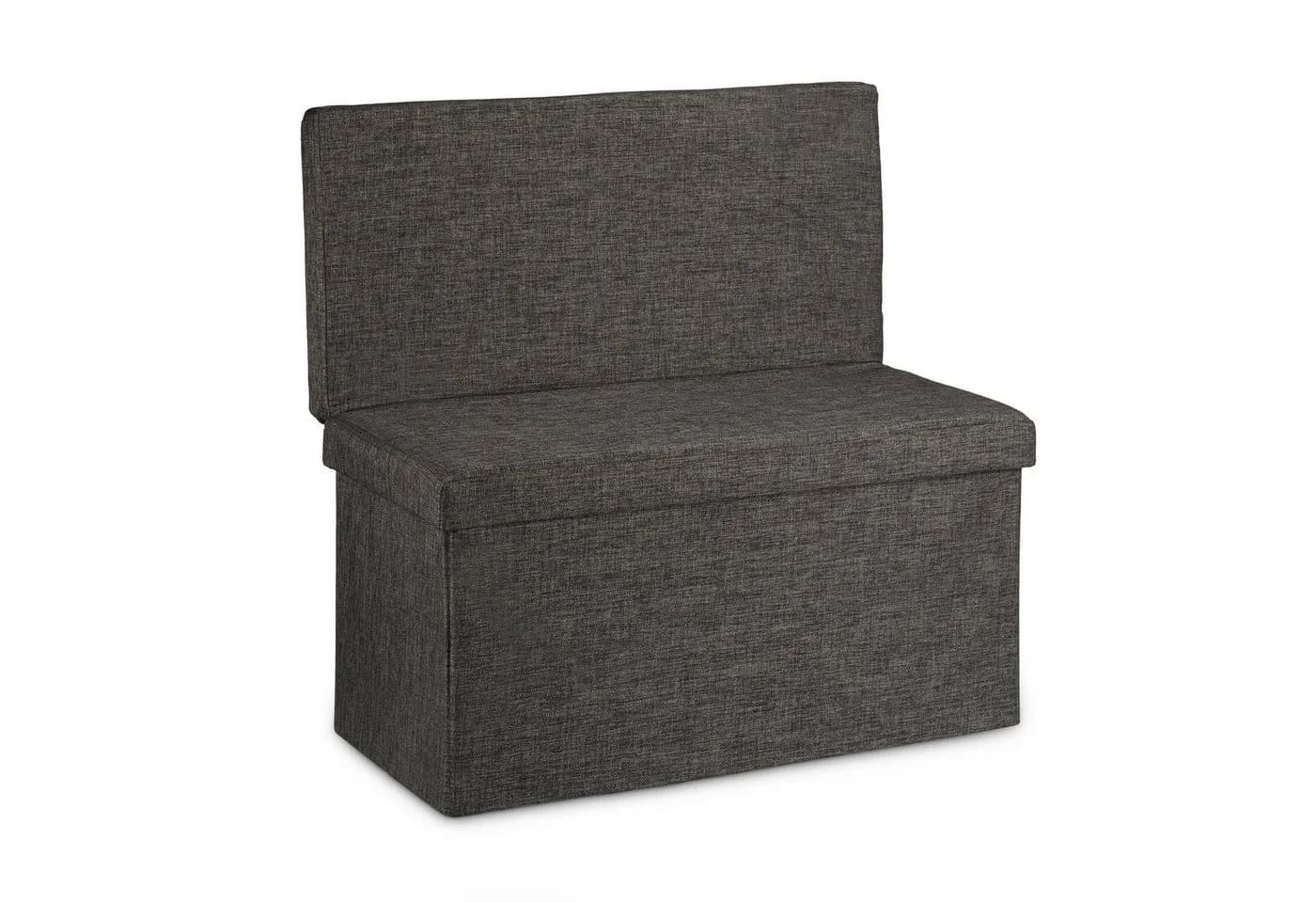 relaxdays Faltbarer Sitzhocker mit Lehne L, braun, Leinen - Bild 3